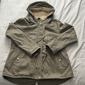 Collection B Olive Utility Jacket with Hood